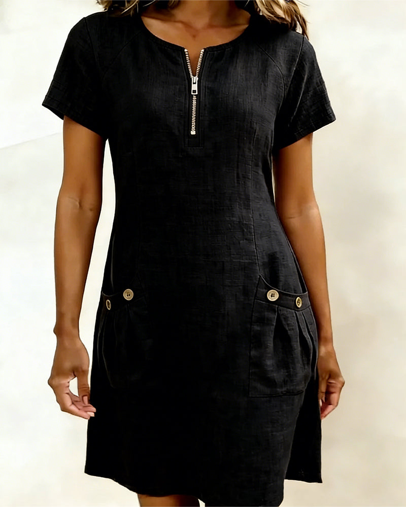 Camryn | Cotton Zip-Pocket Dress