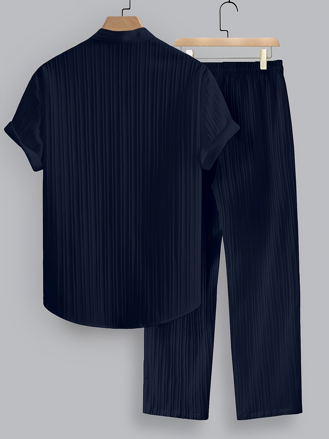 Grant | Men's Pleated Stand Collar Two-Piece Set