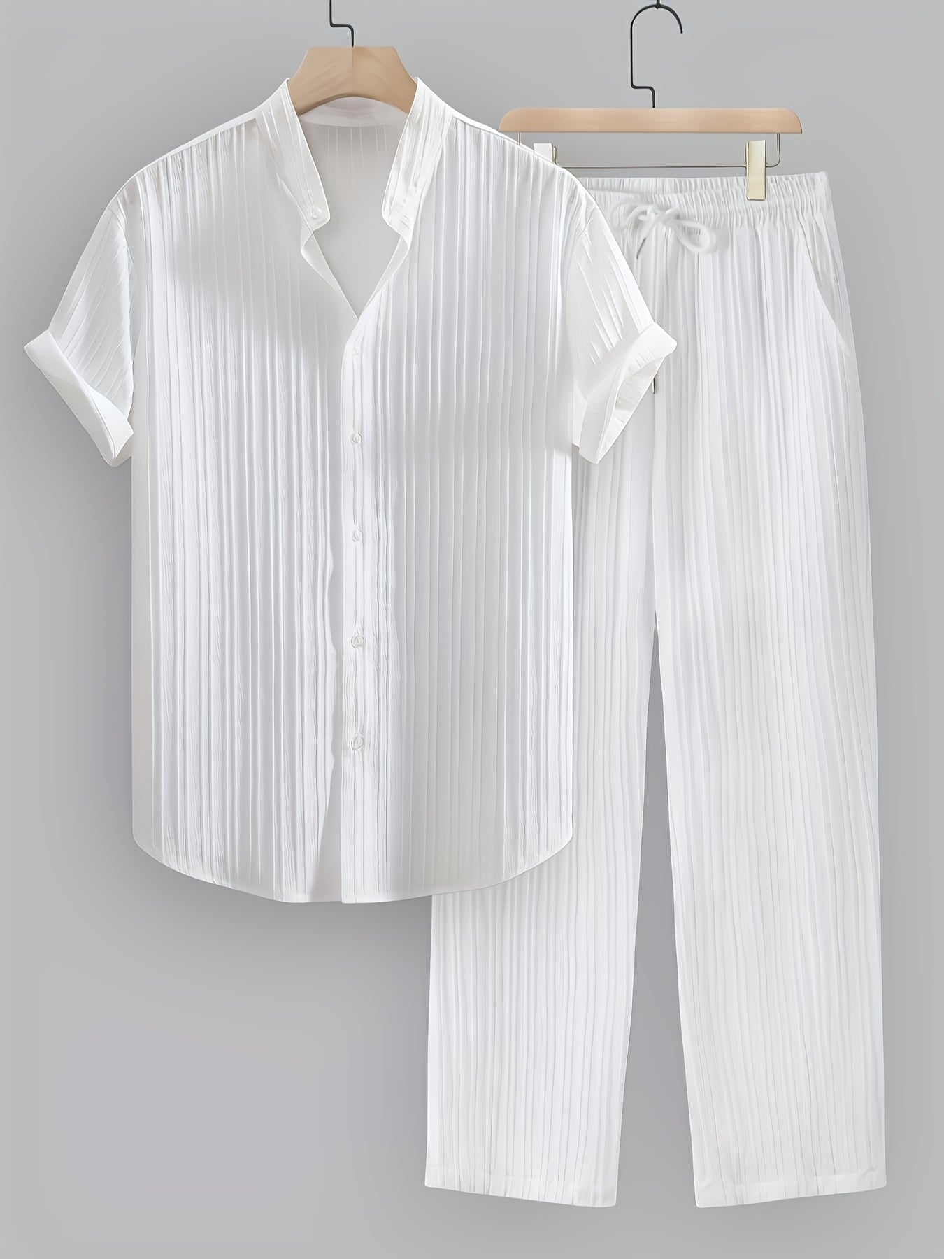 Grant | Men's Pleated Stand Collar Two-Piece Set