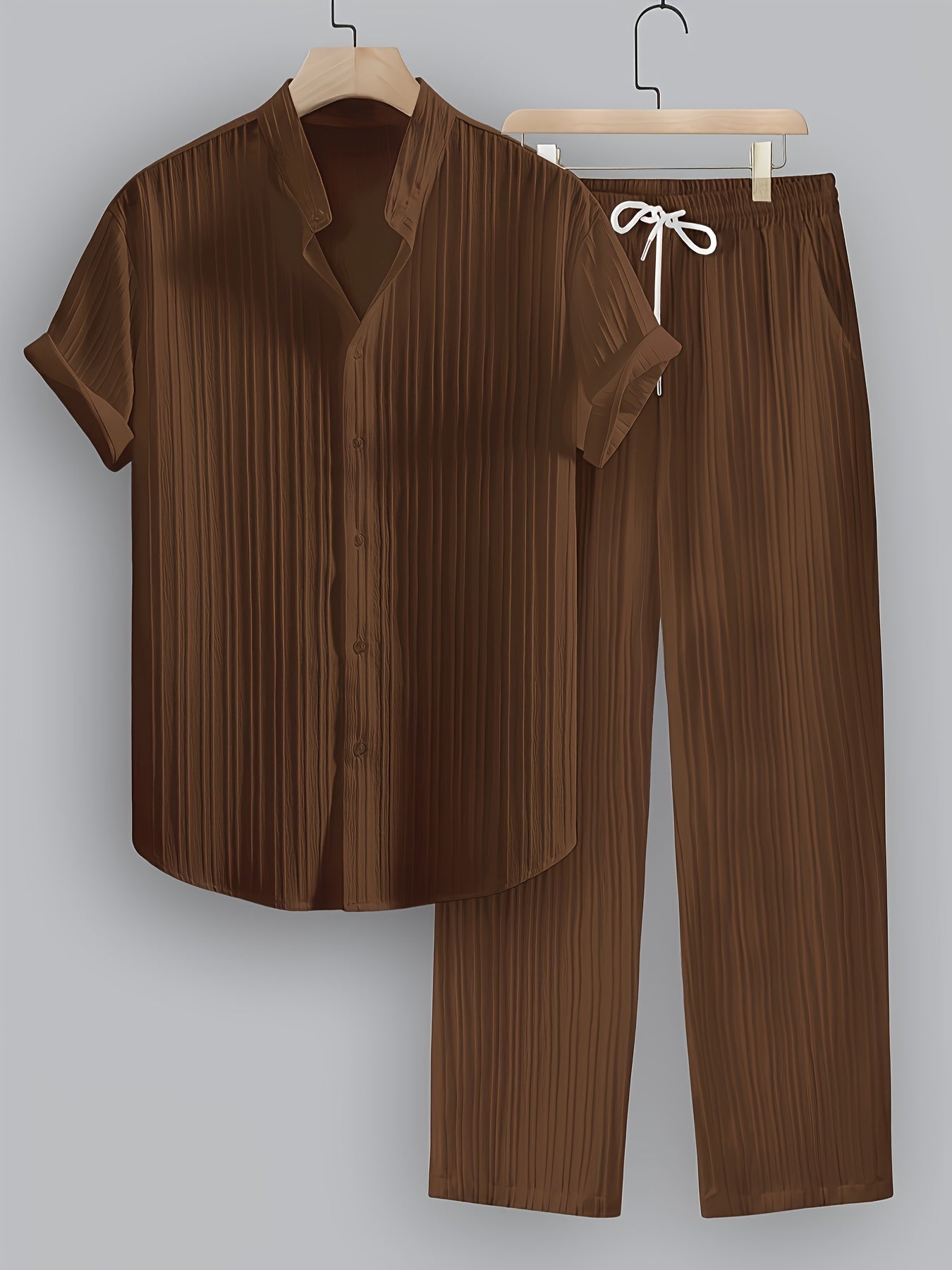 Grant | Men's Pleated Stand Collar Two-Piece Set