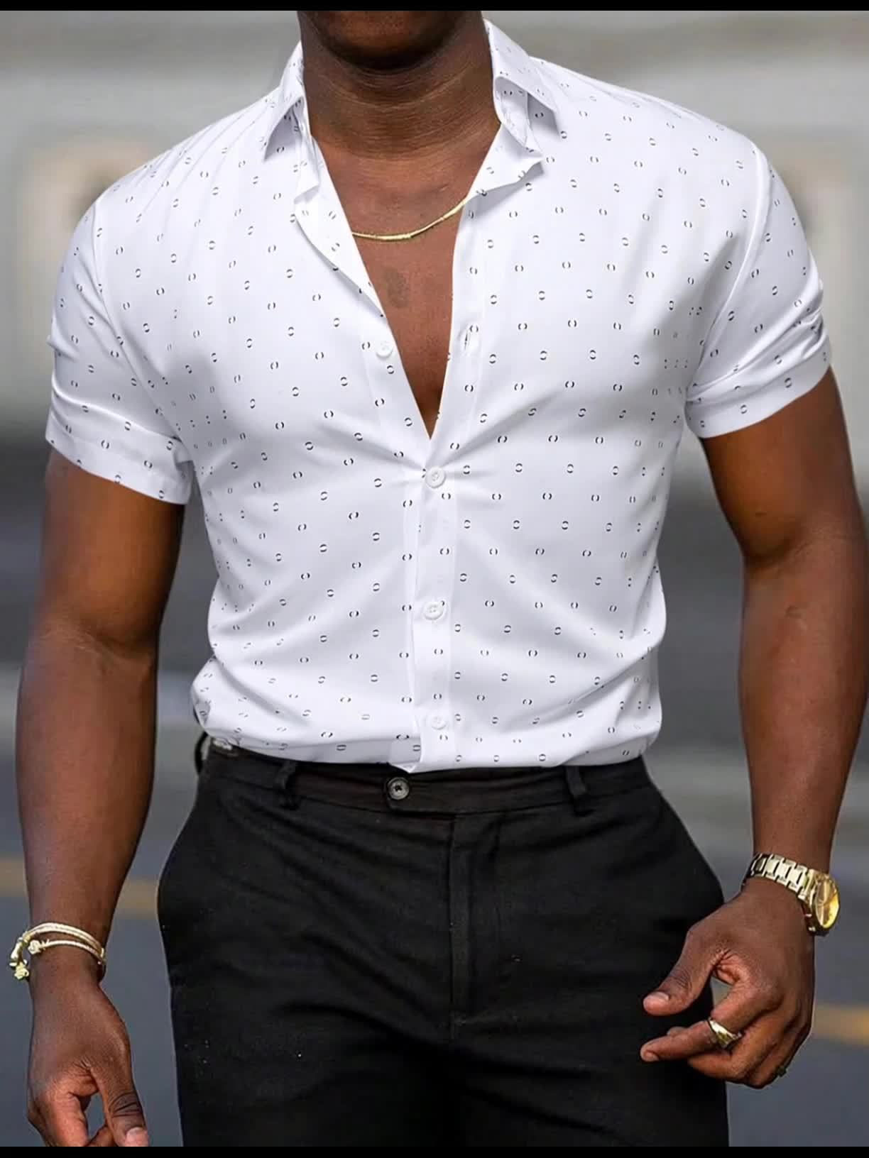 Aaron | Printed Short Sleeve Shirt for Tailored Summer Style