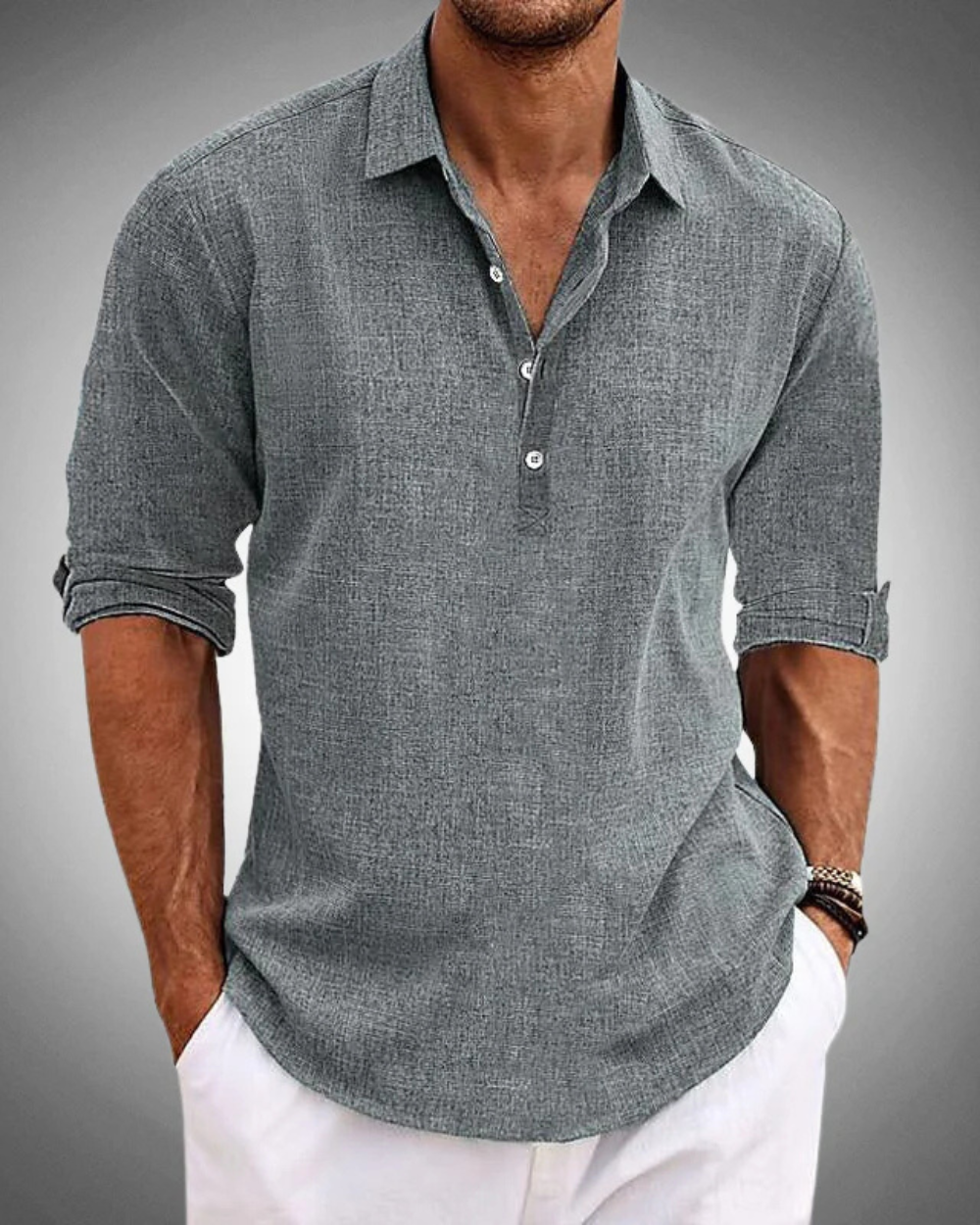 Evan | Men’s Classic Button-Front Shirt — Polished Fit