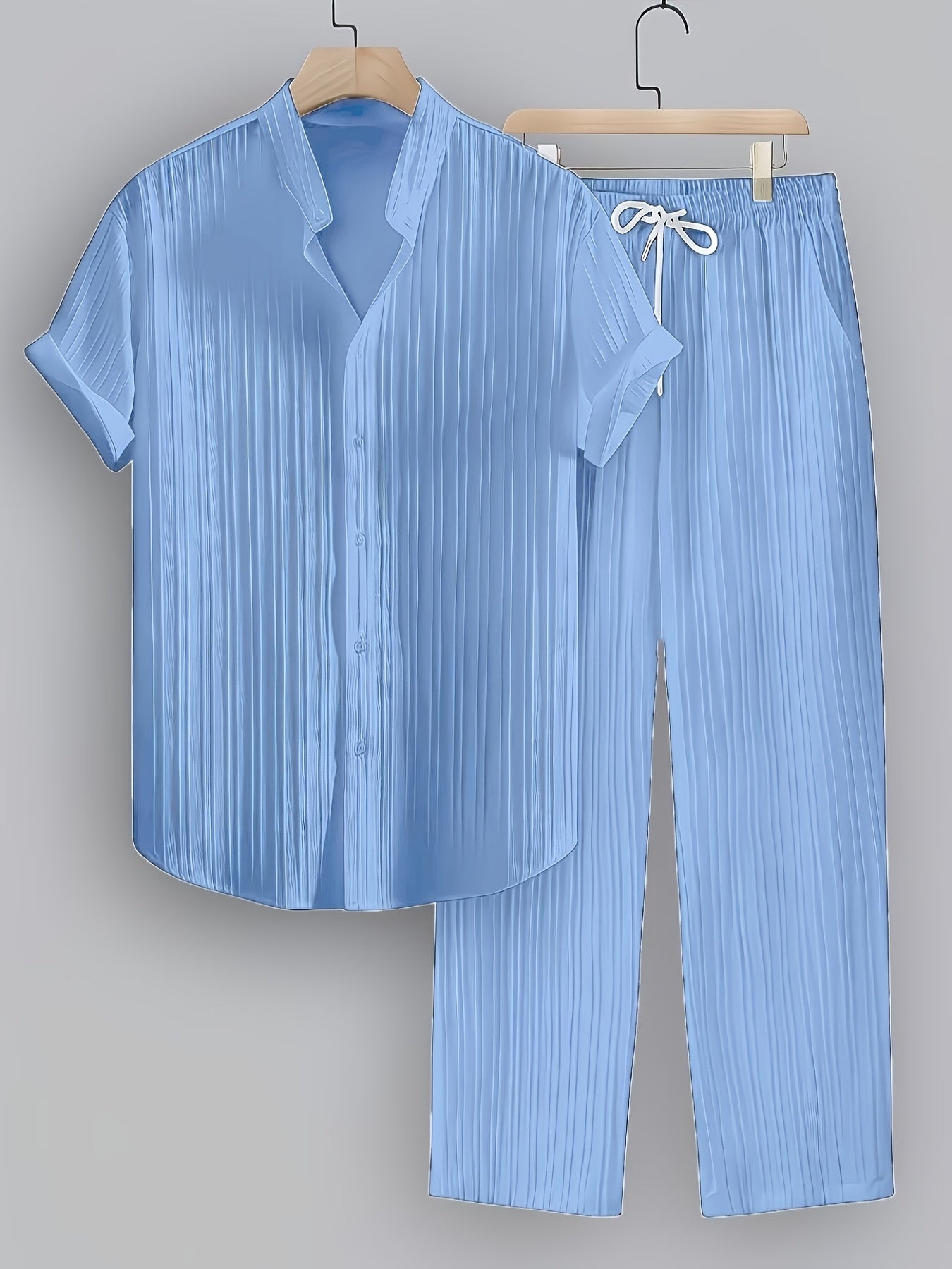 Grant | Men's Pleated Stand Collar Two-Piece Set