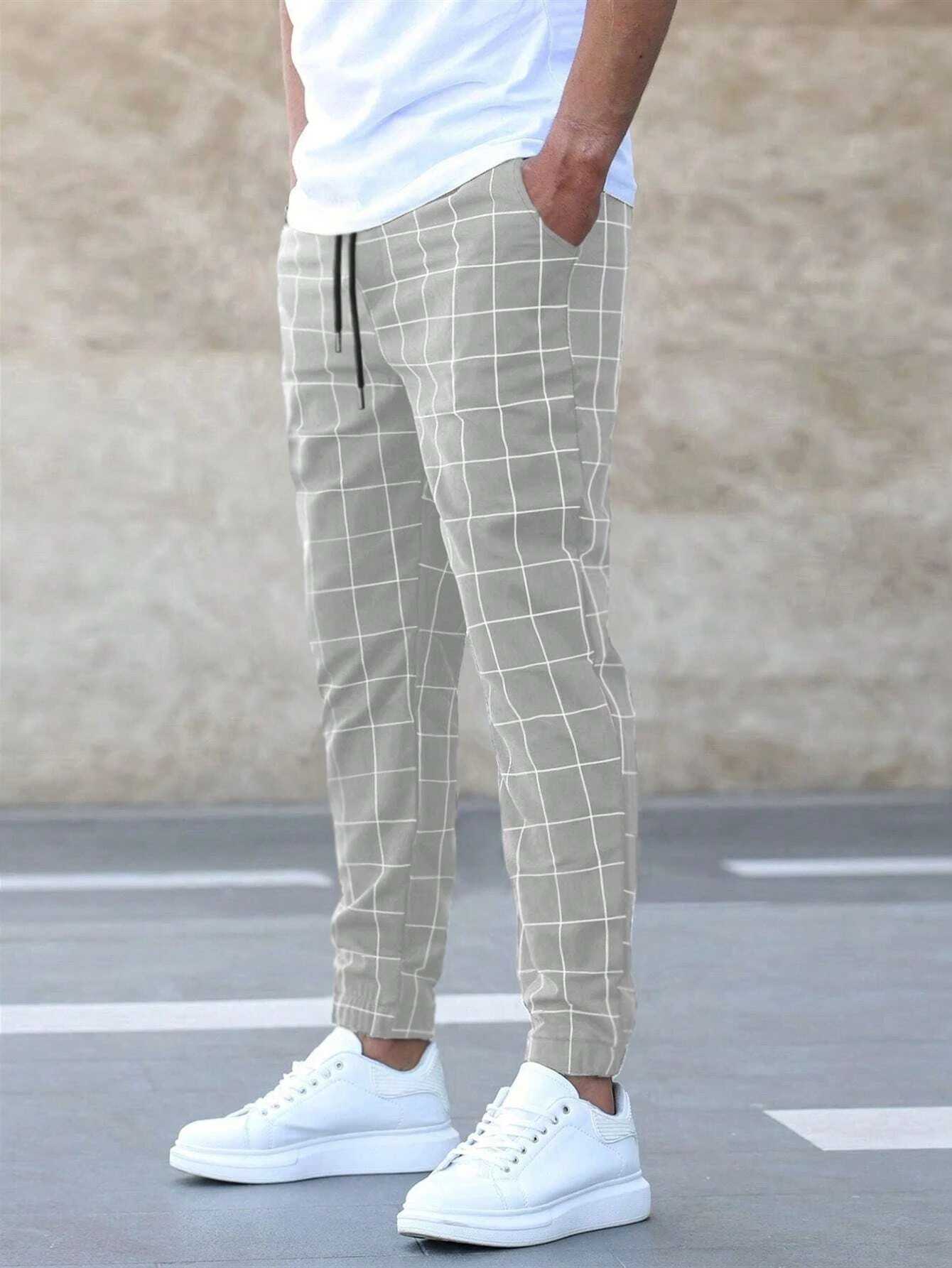 Joseph | Men's Slim Jogger Pants with Grid Pattern