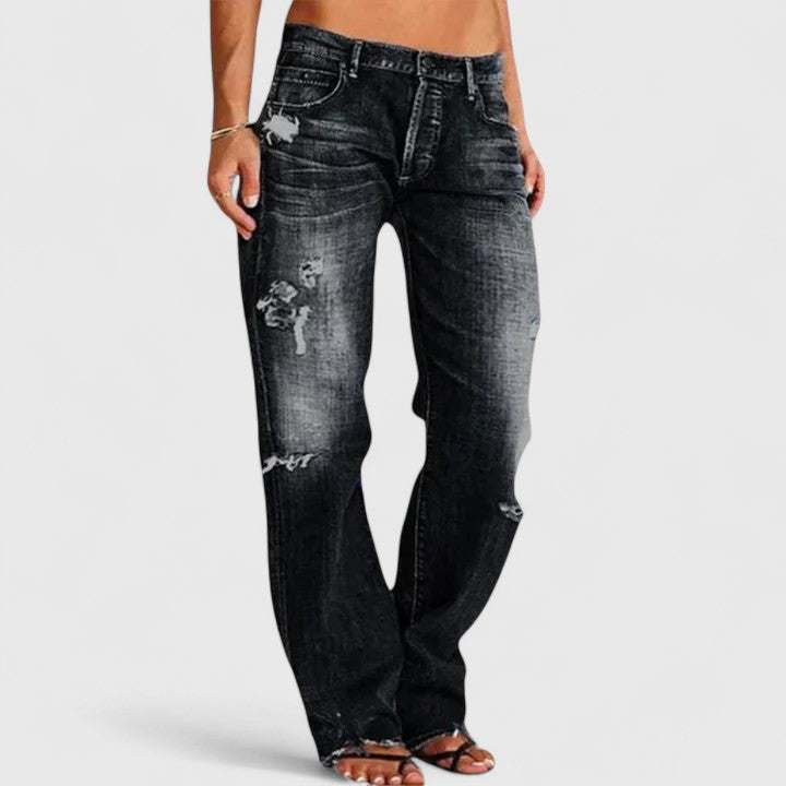 Emma | Stylish Rugged Wide-Leg Cotton Jeans