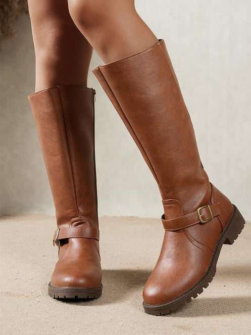 Opal | Knee-High Buckle-Strap Boots