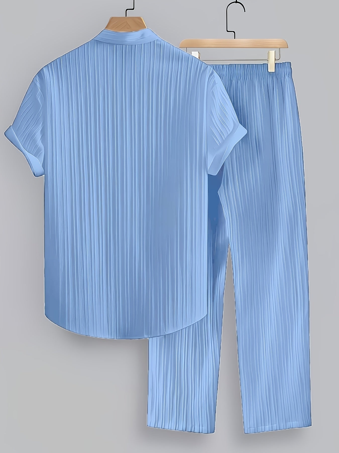 Grant | Men's Pleated Stand Collar Two-Piece Set