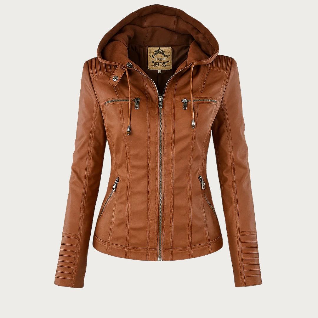 Paige | Hooded Moto Jacket with Zip Pockets