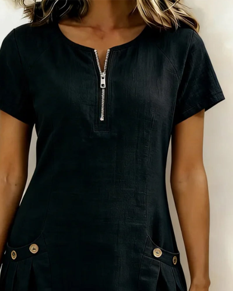 Camryn | Cotton Zip-Pocket Dress