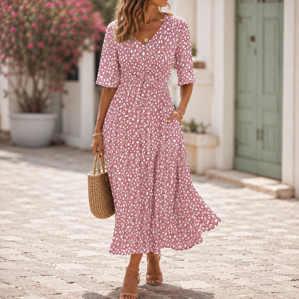 Francesca | Elegant Midi Dress with Tummy-Concealing Design