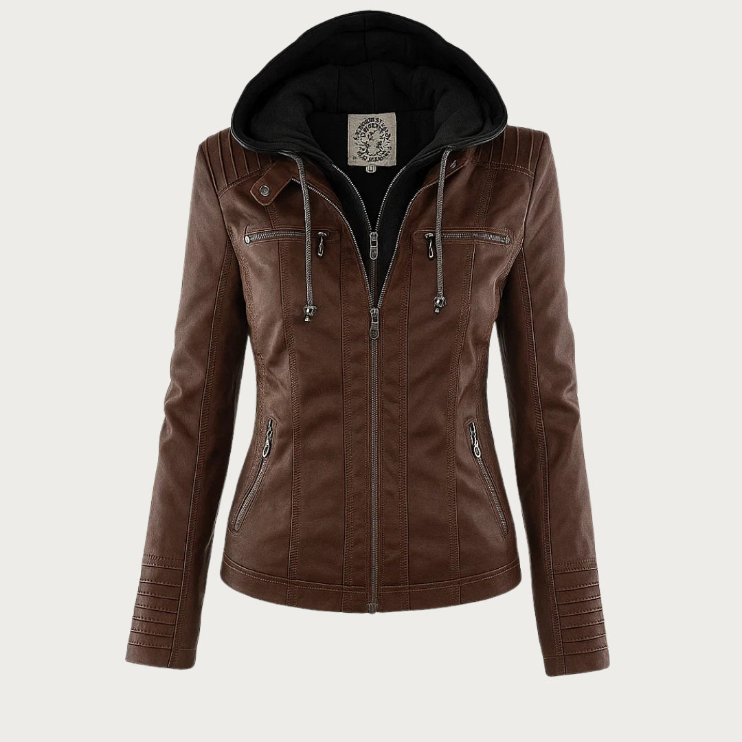 Paige | Hooded Moto Jacket with Zip Pockets