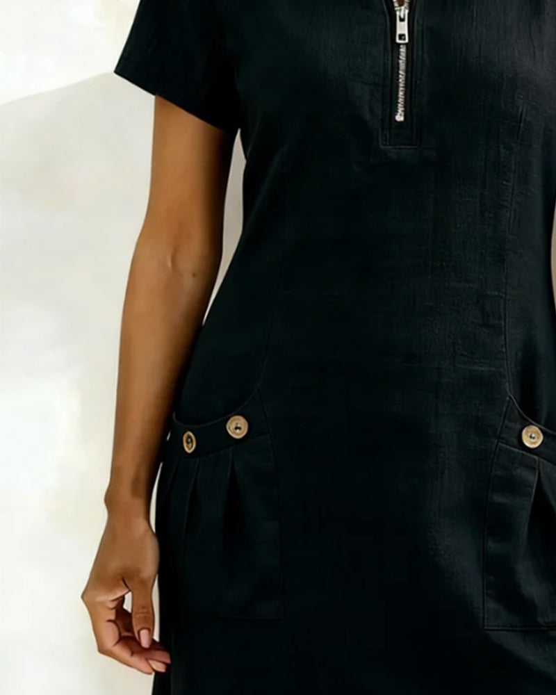 Camryn | Cotton Zip-Pocket Dress
