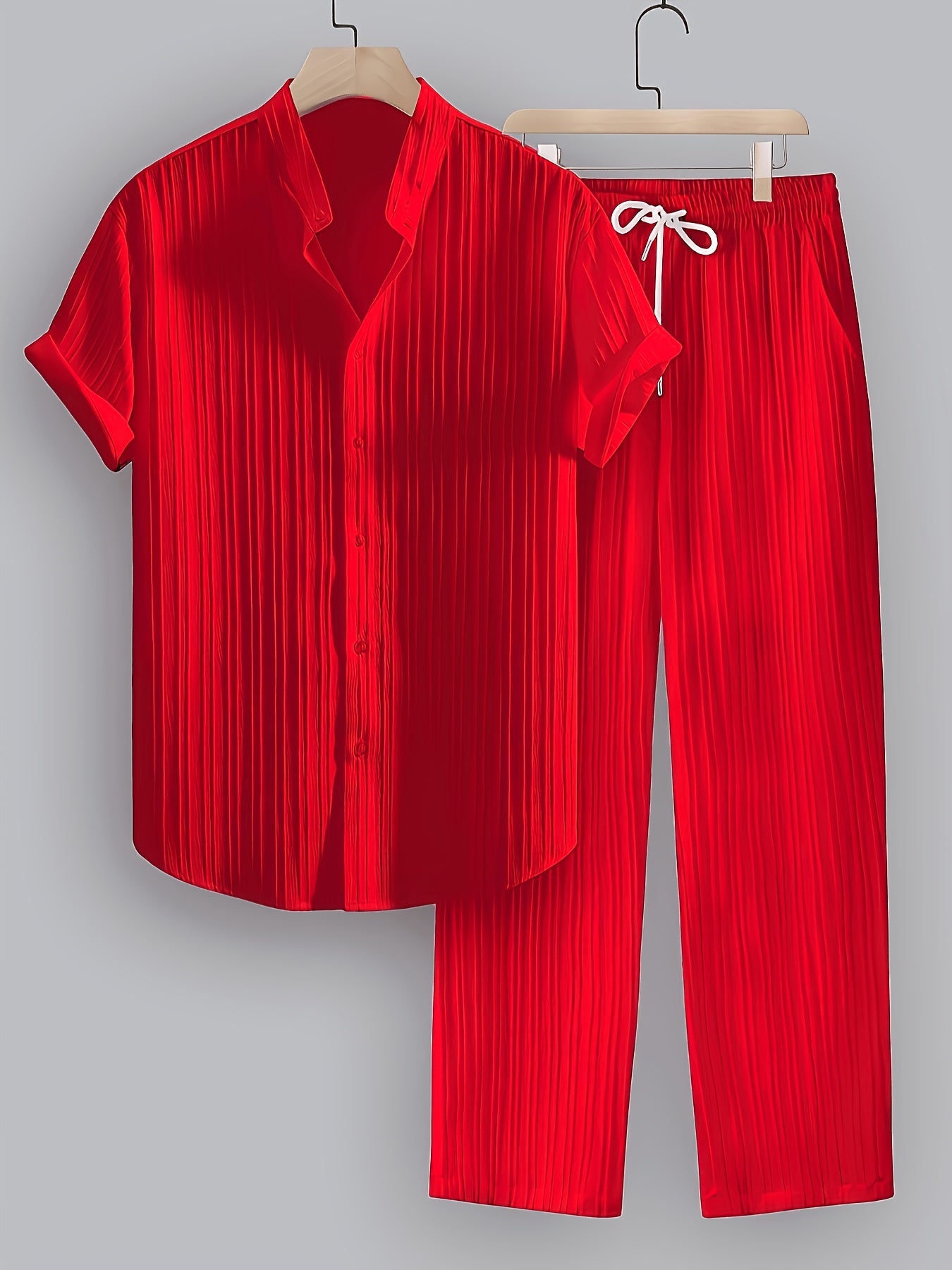 Grant | Men's Pleated Stand Collar Two-Piece Set