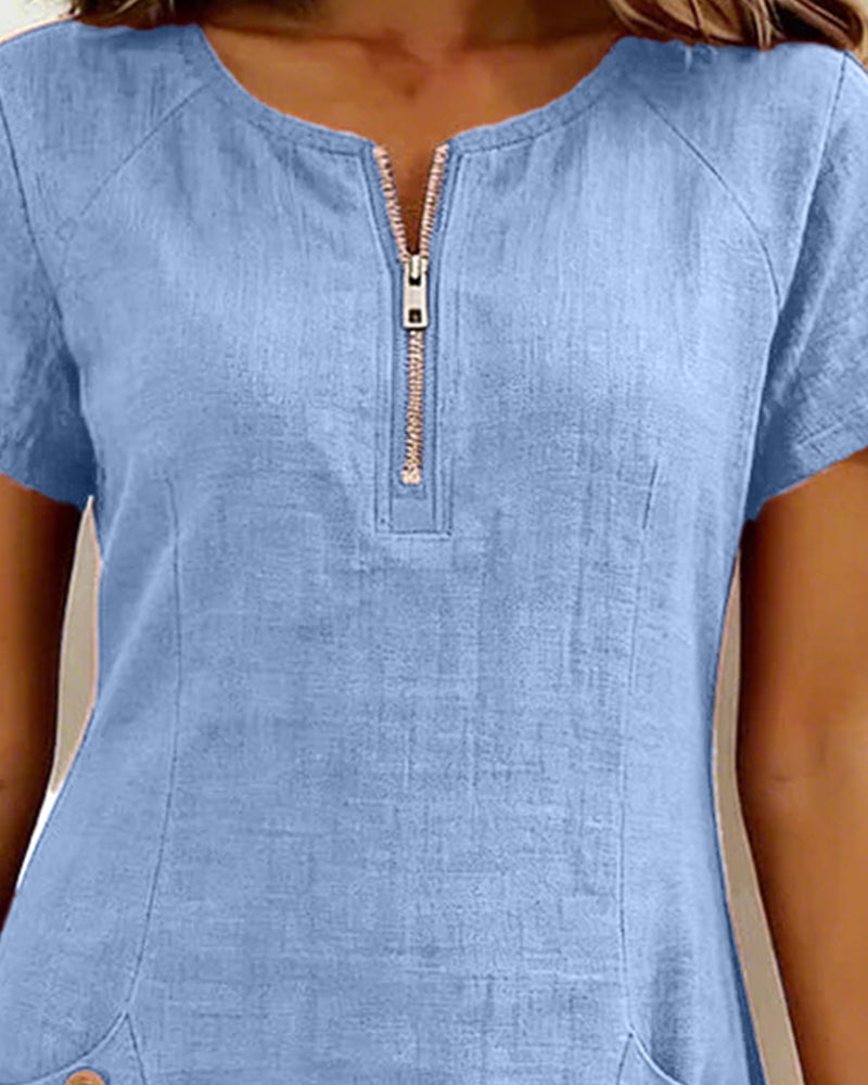 Camryn | Cotton Zip-Pocket Dress
