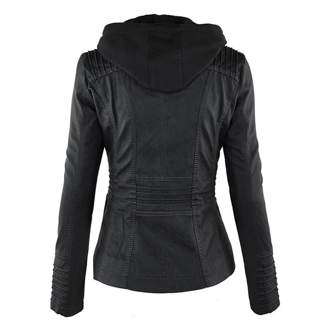 Paige | Hooded Moto Jacket with Zip Pockets