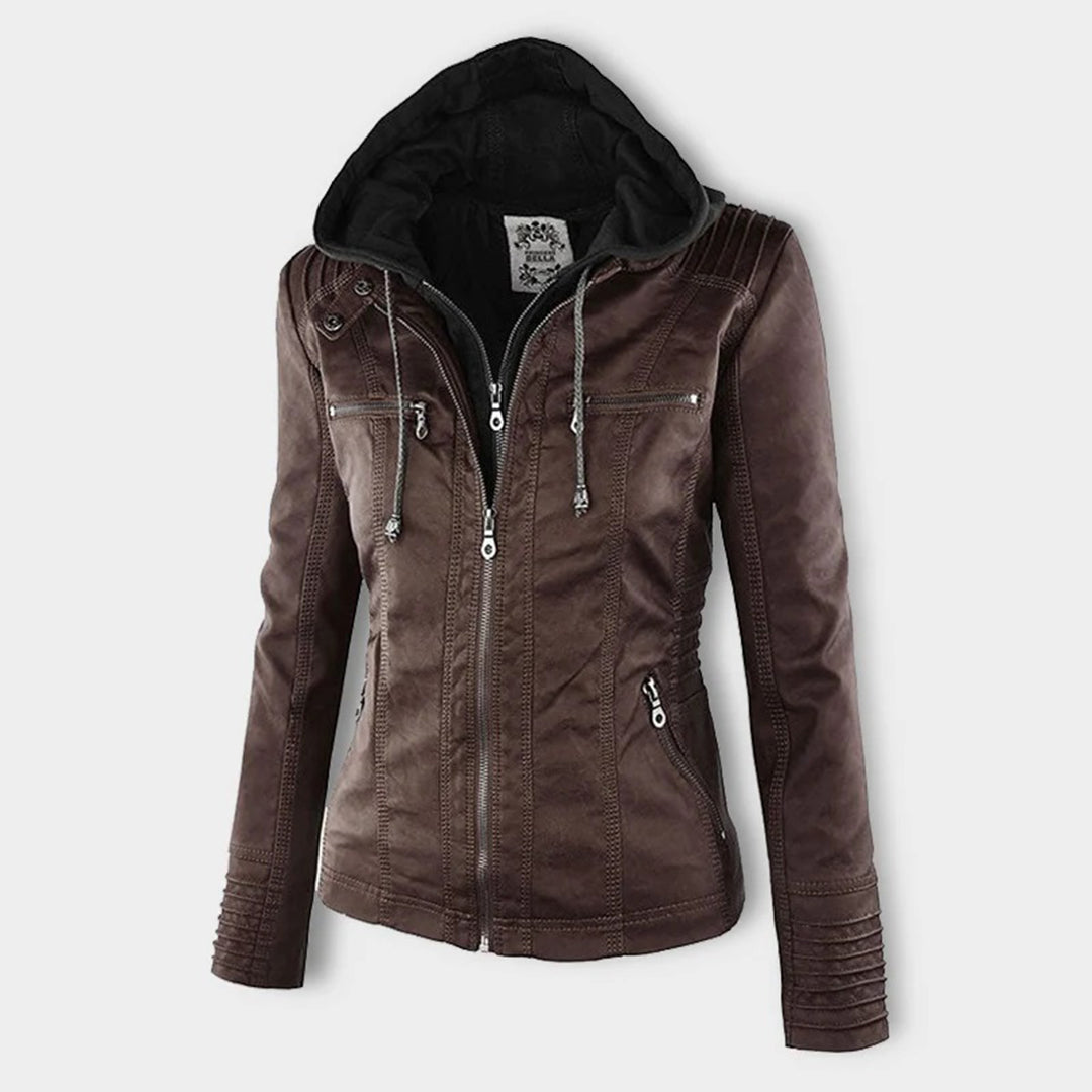 Paige | Hooded Moto Jacket with Zip Pockets