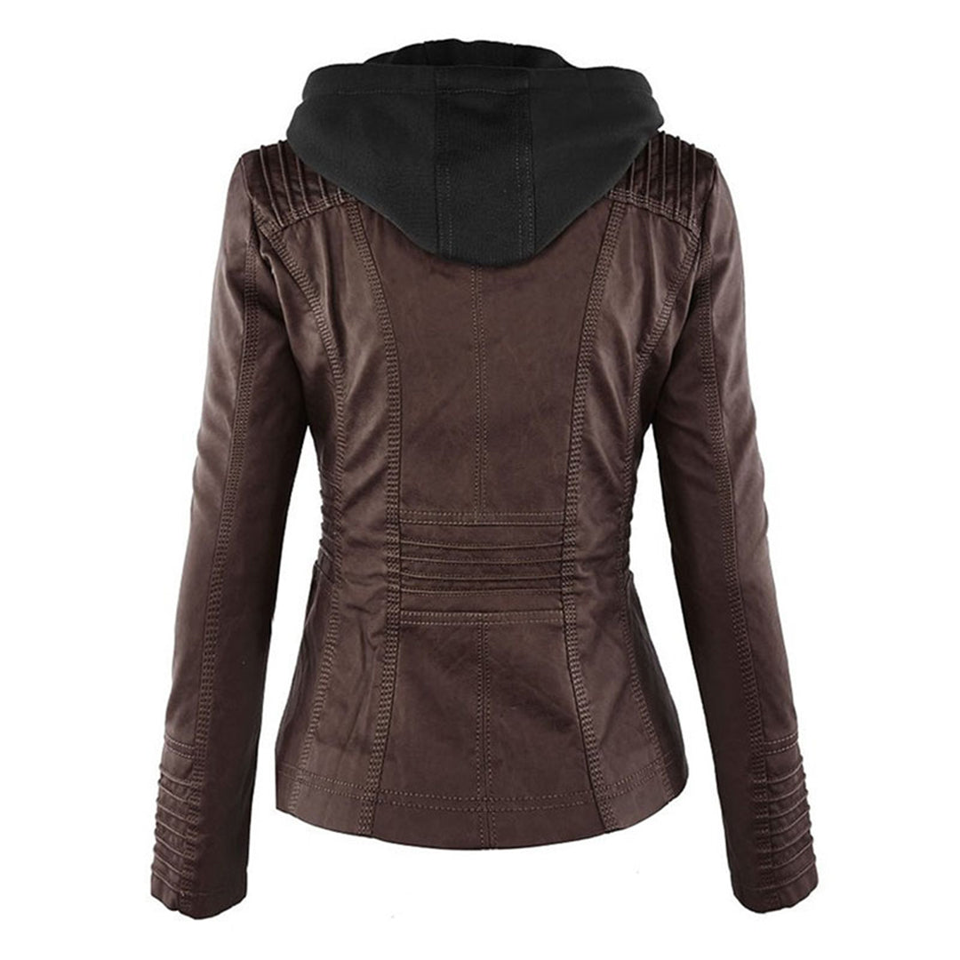 Paige | Hooded Moto Jacket with Zip Pockets