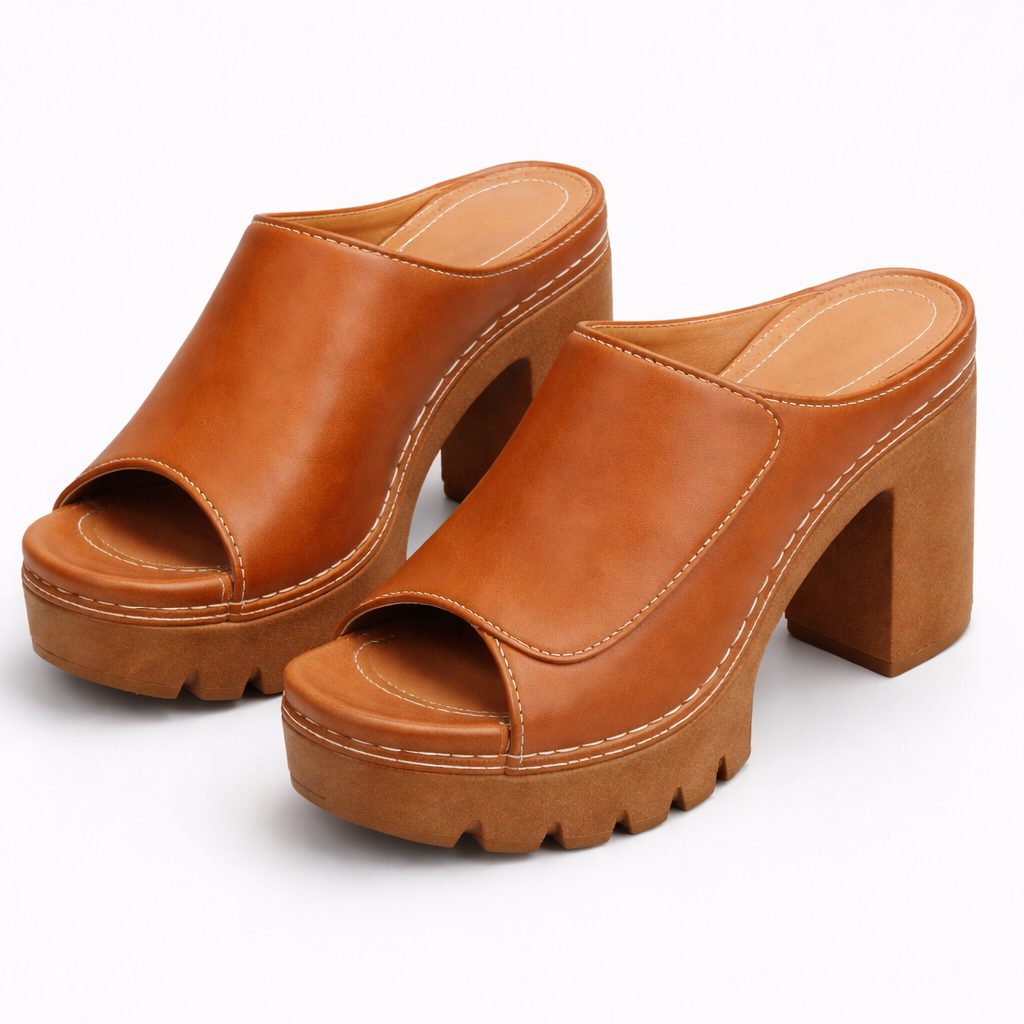 Mizella | Leather Platform Wedge Heels
