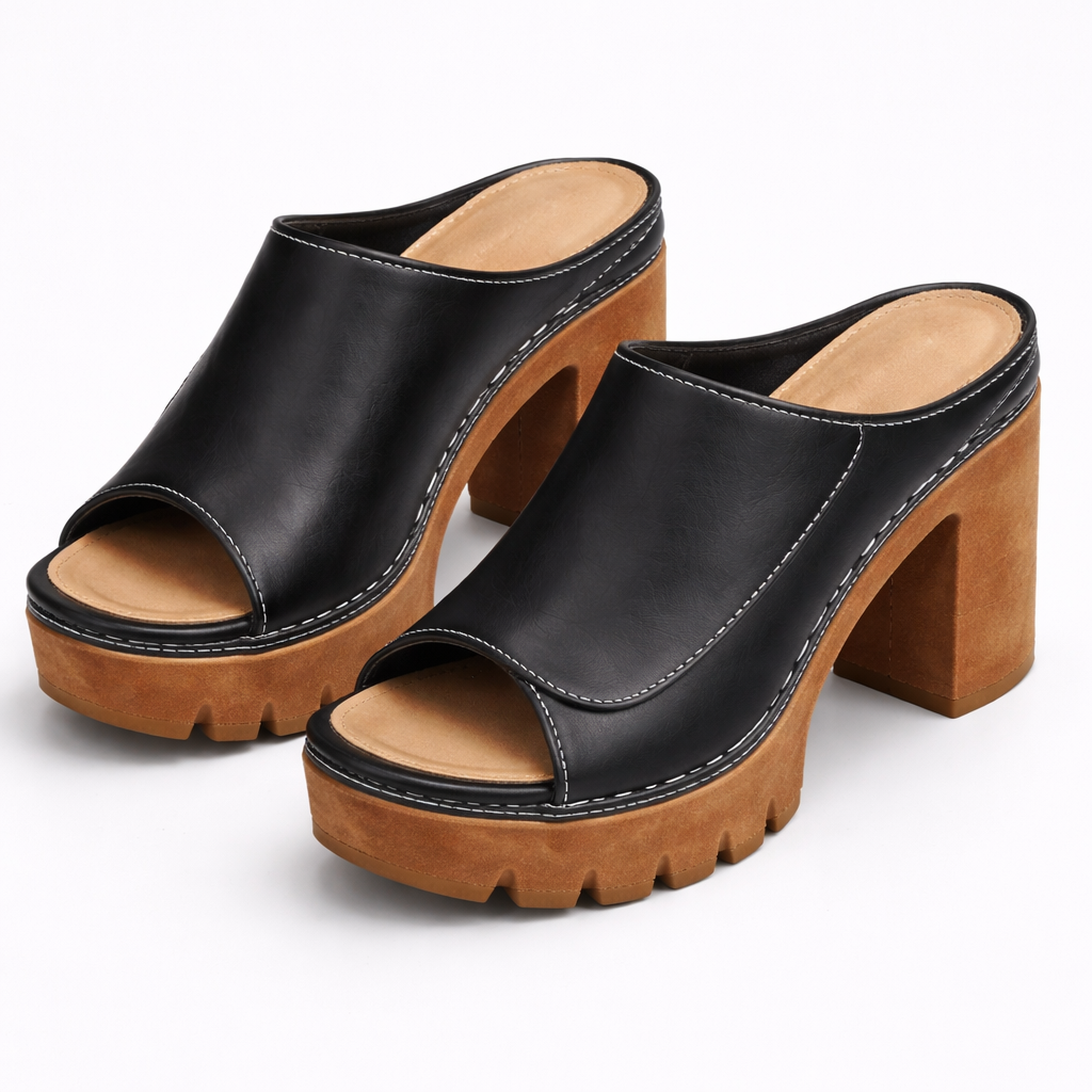 Mizella | Leather Platform Wedge Heels