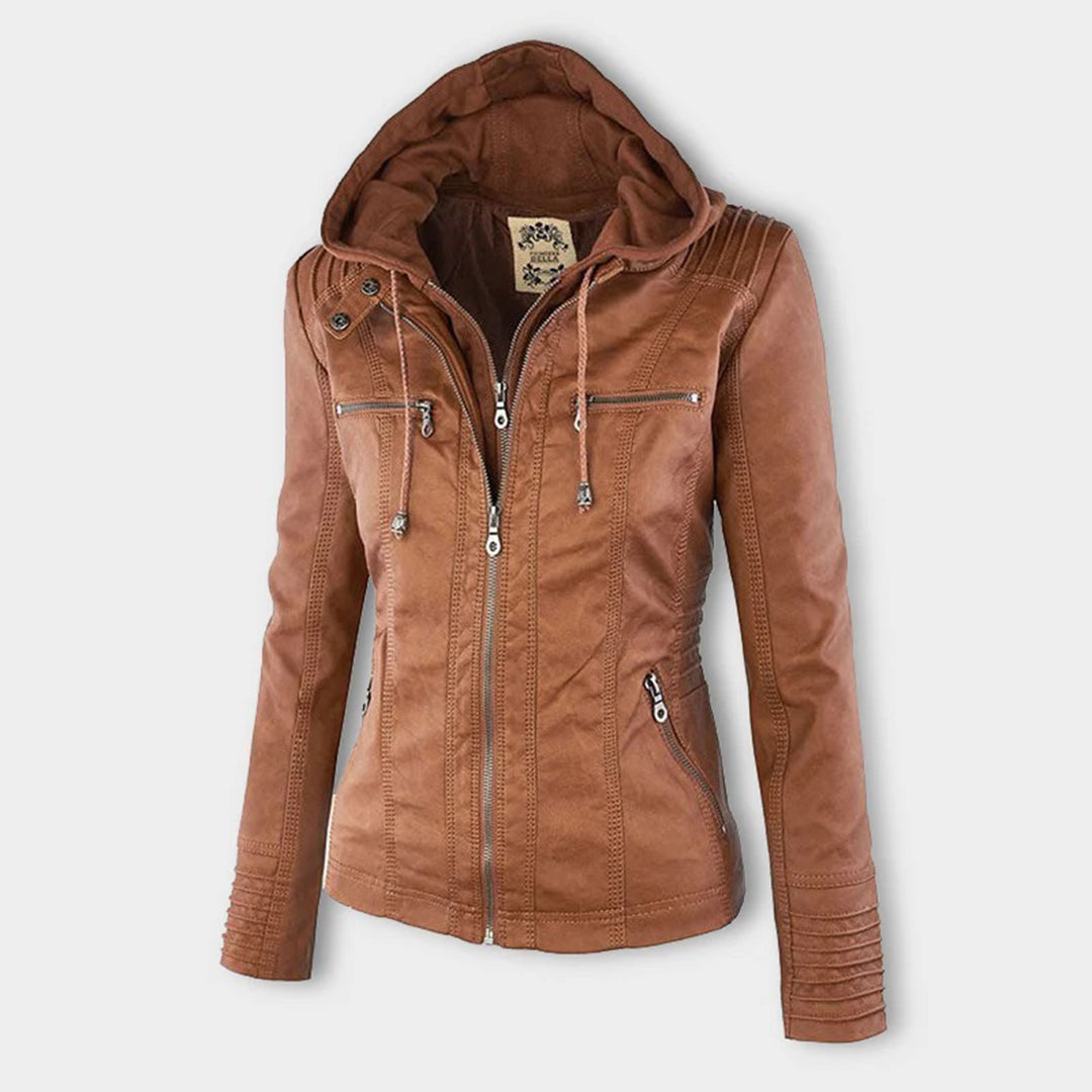 Paige | Hooded Moto Jacket with Zip Pockets