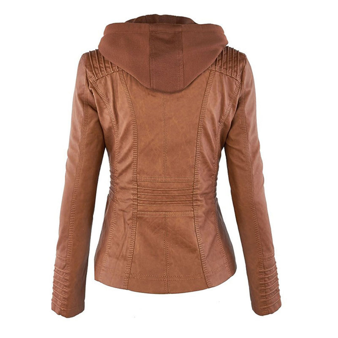 Paige | Hooded Moto Jacket with Zip Pockets