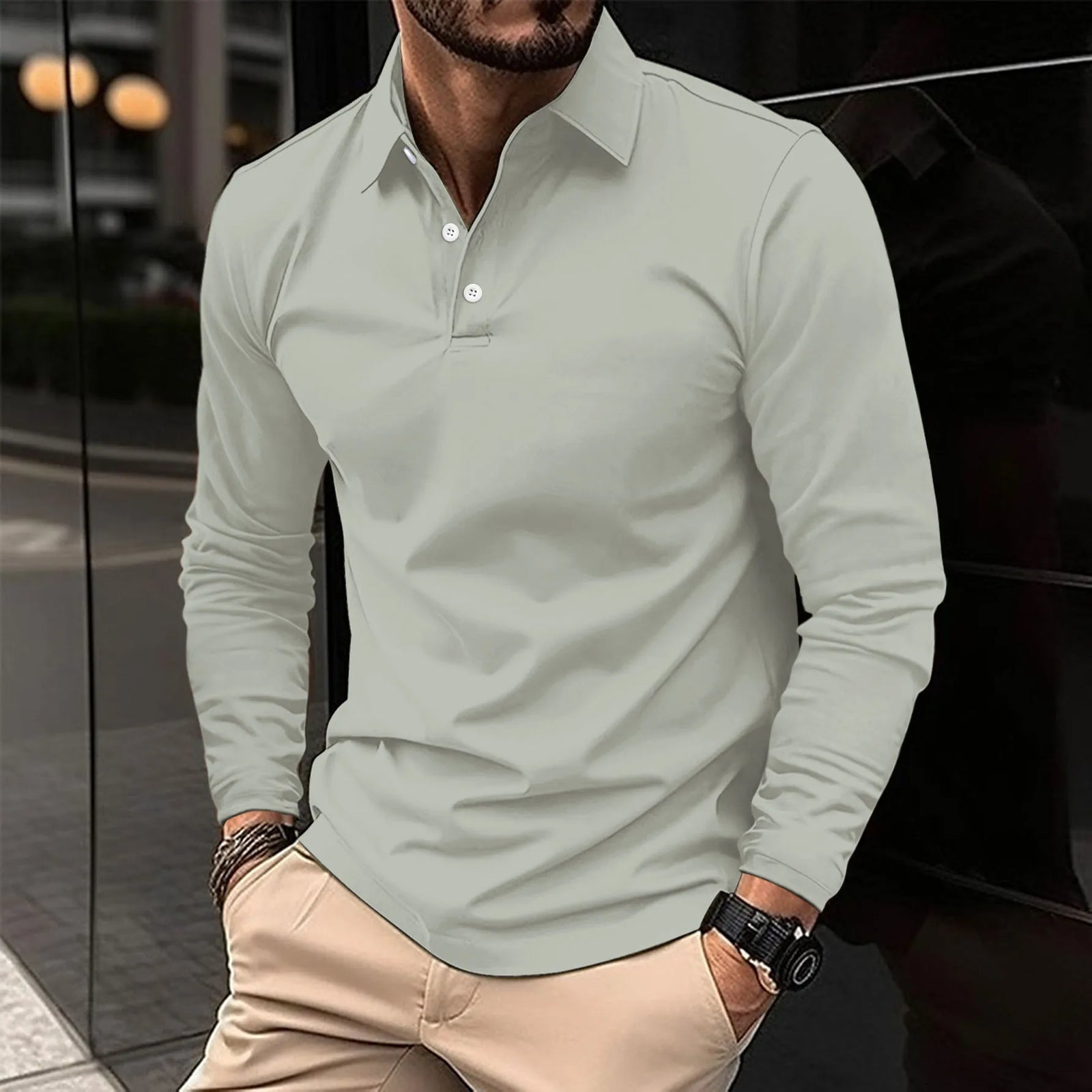 Luca | Men's Classic Long-Sleeve Polo Shirt — Relaxed Fit