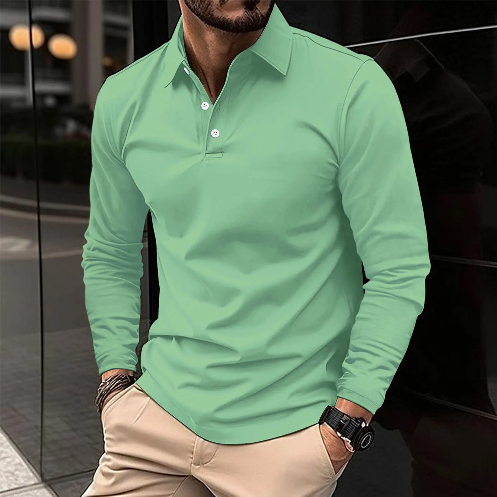 Luca | Men's Classic Long-Sleeve Polo Shirt — Relaxed Fit