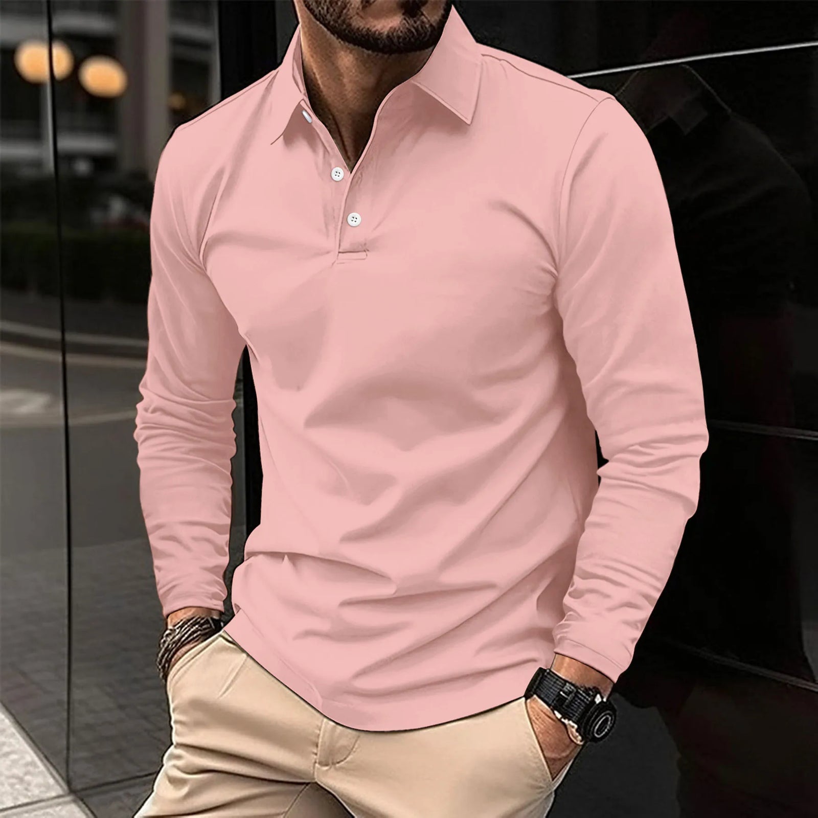 Luca | Men's Classic Long-Sleeve Polo Shirt — Relaxed Fit