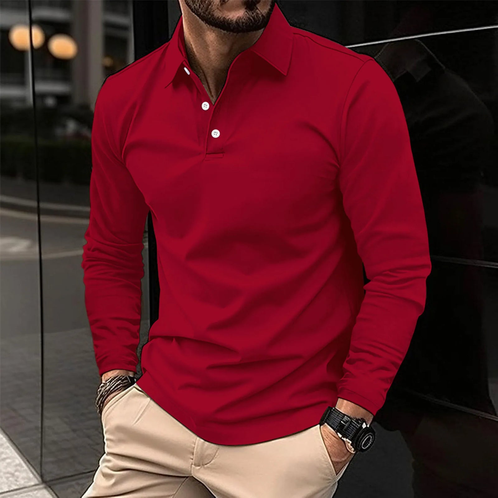 Luca | Men's Classic Long-Sleeve Polo Shirt — Relaxed Fit