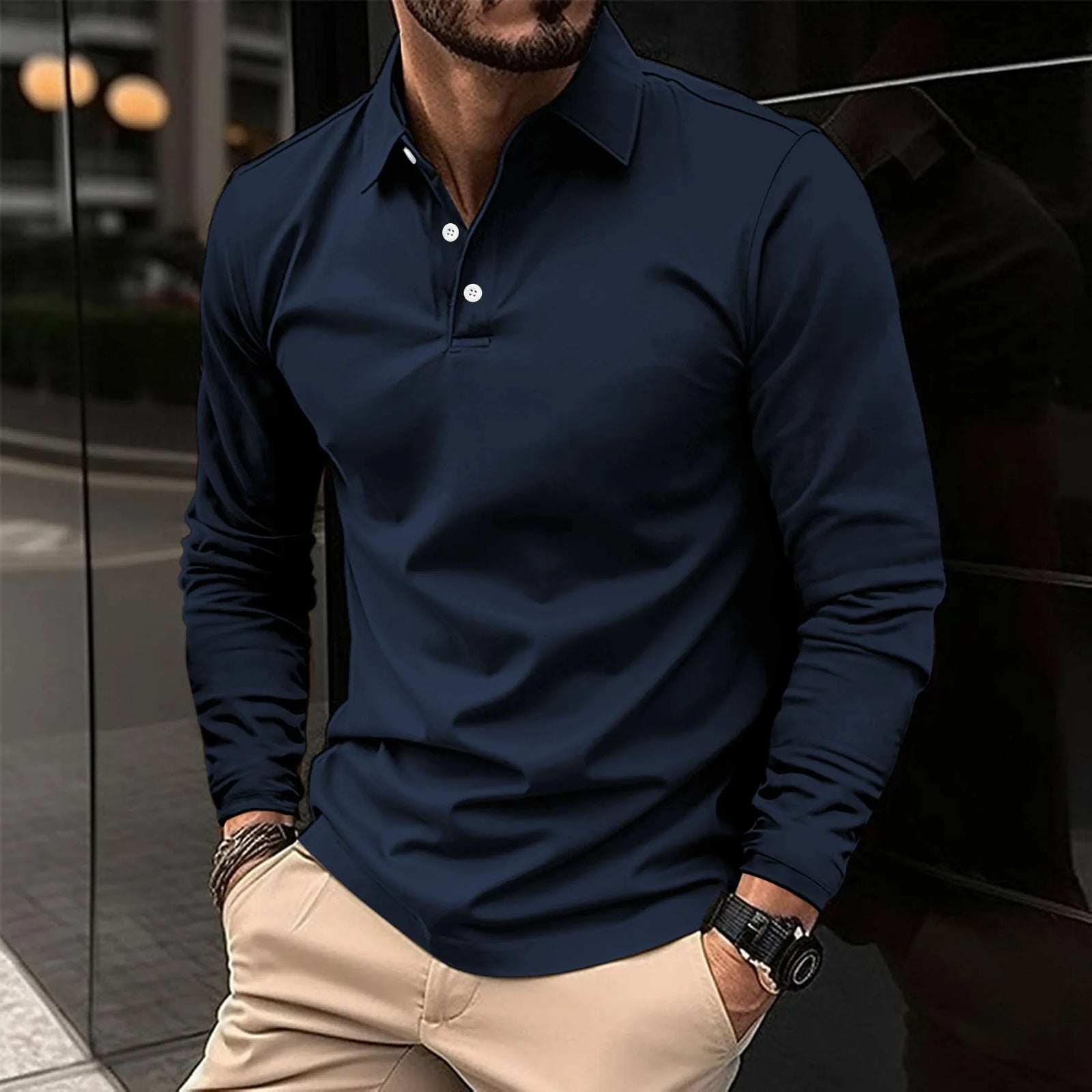 Luca | Men's Classic Long-Sleeve Polo Shirt — Relaxed Fit