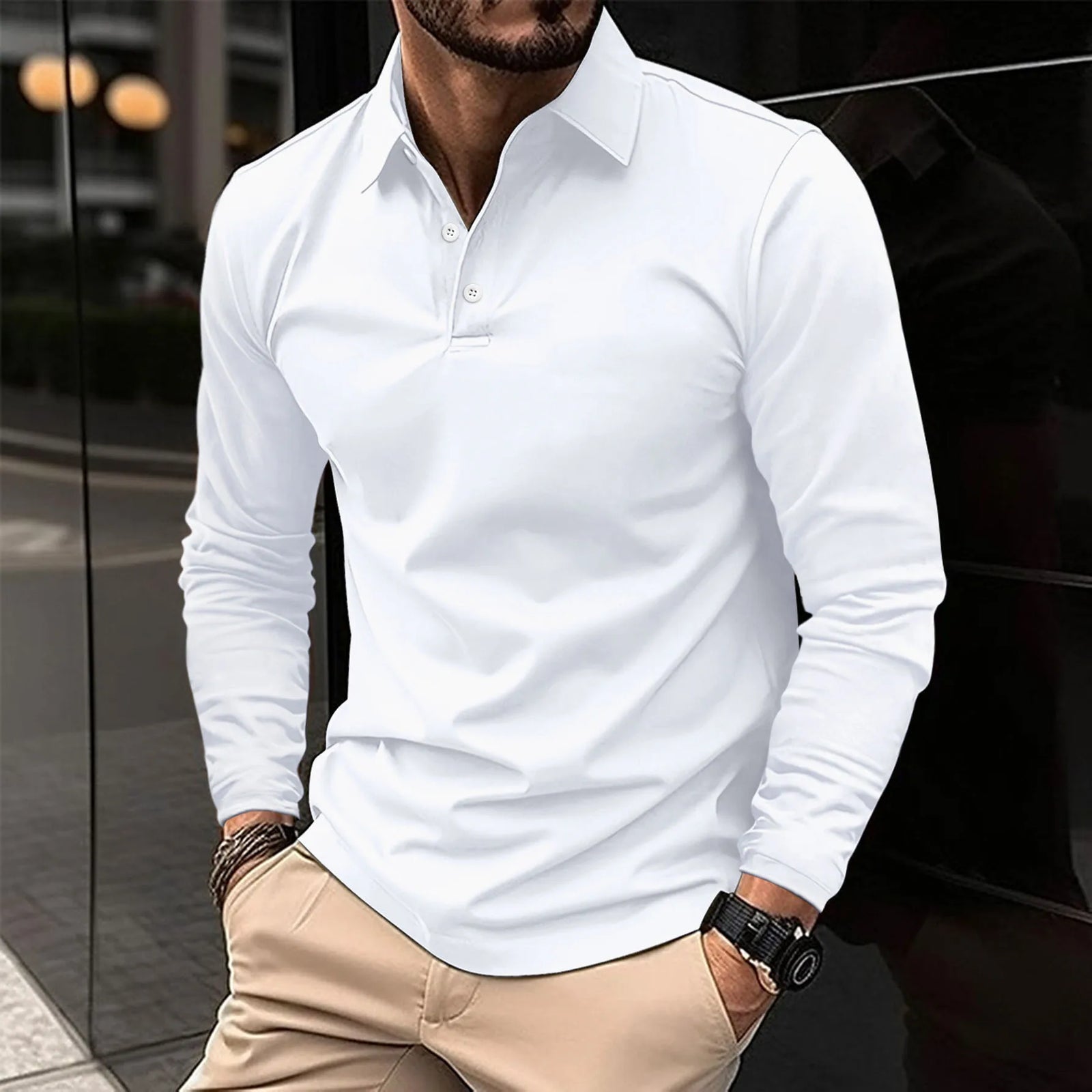 Luca | Men's Classic Long-Sleeve Polo Shirt — Relaxed Fit