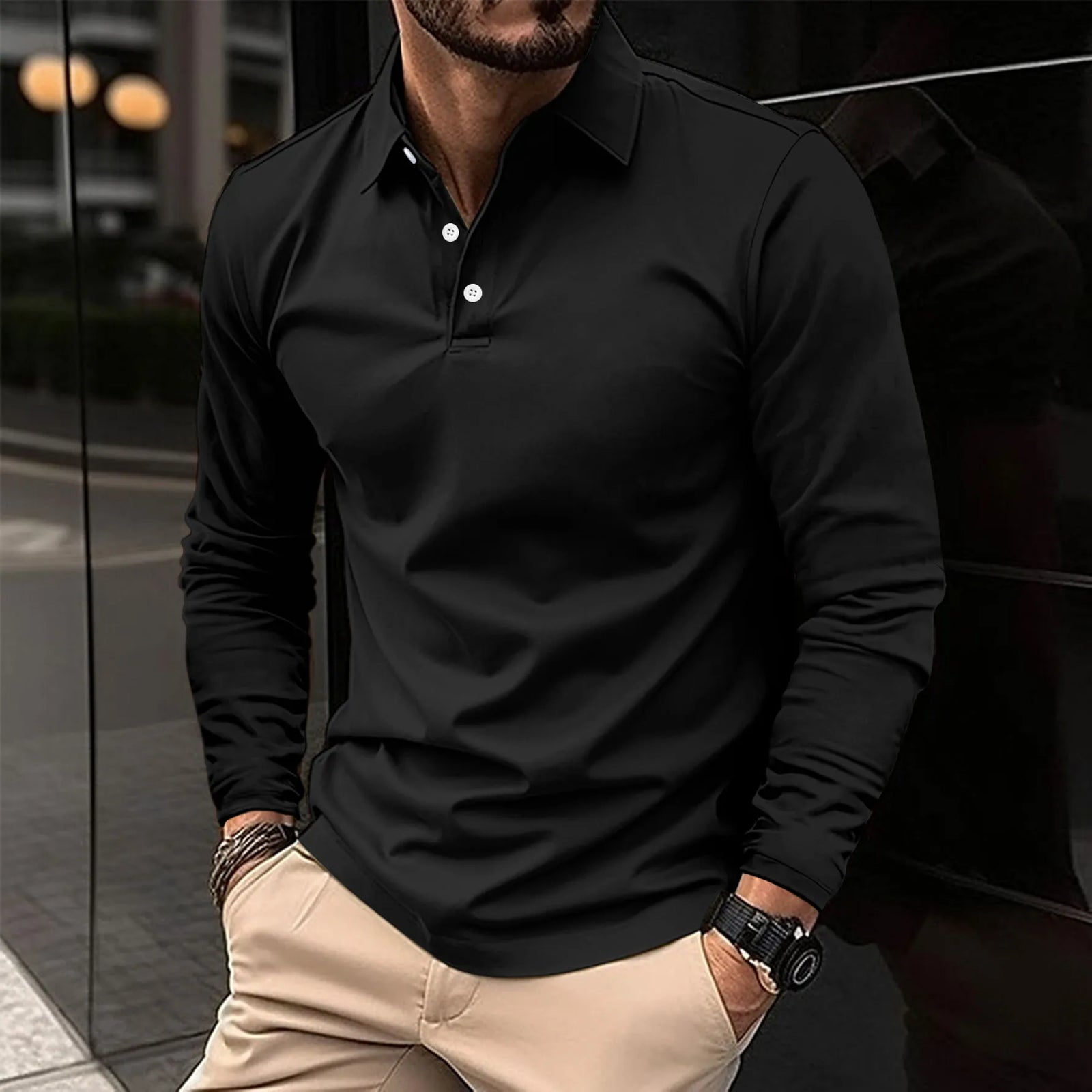 Luca | Men's Classic Long-Sleeve Polo Shirt — Relaxed Fit