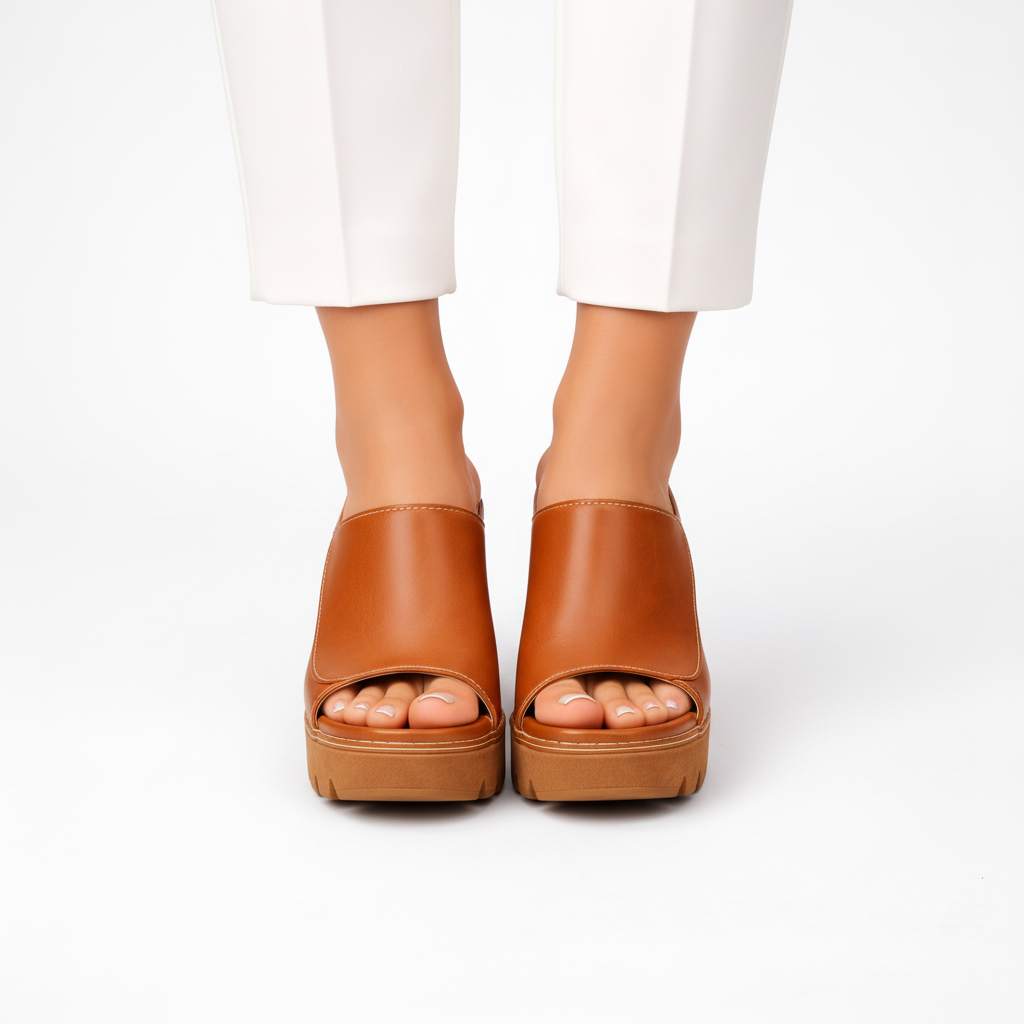 Mizella | Leather Platform Wedge Heels