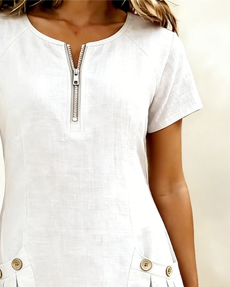 Camryn | Cotton Zip-Pocket Dress