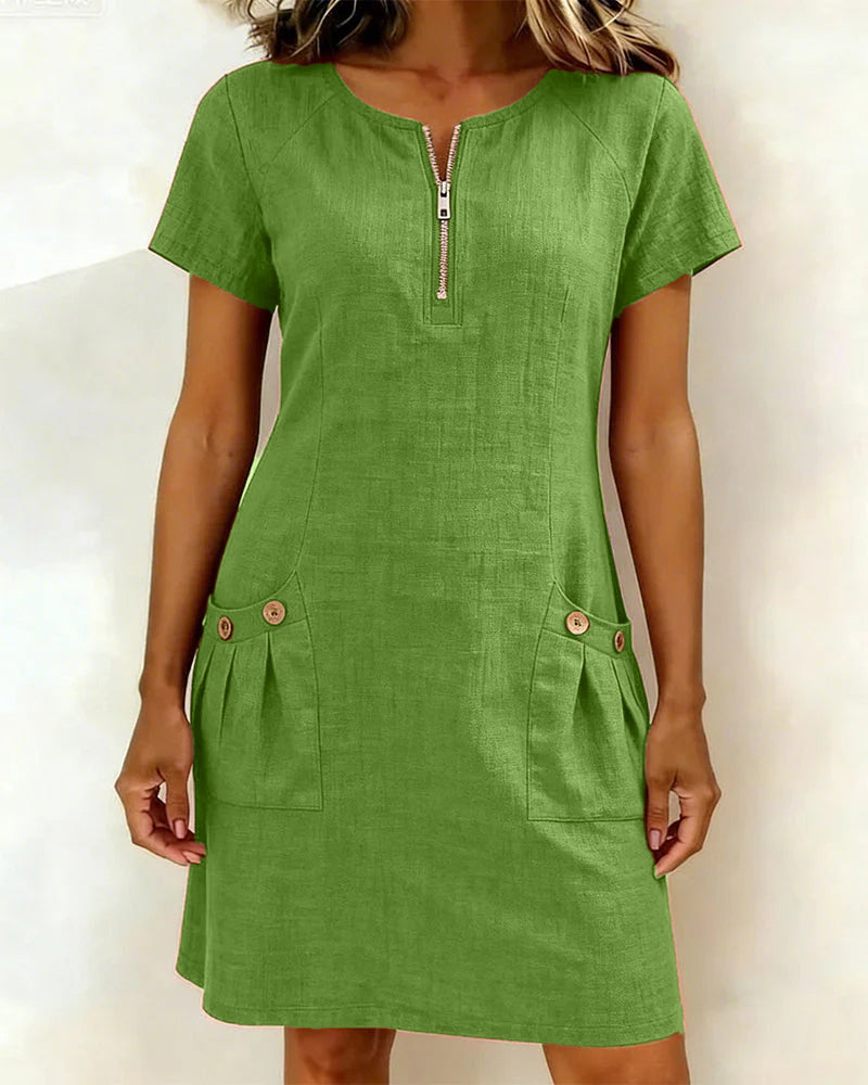 Camryn | Cotton Zip-Pocket Dress