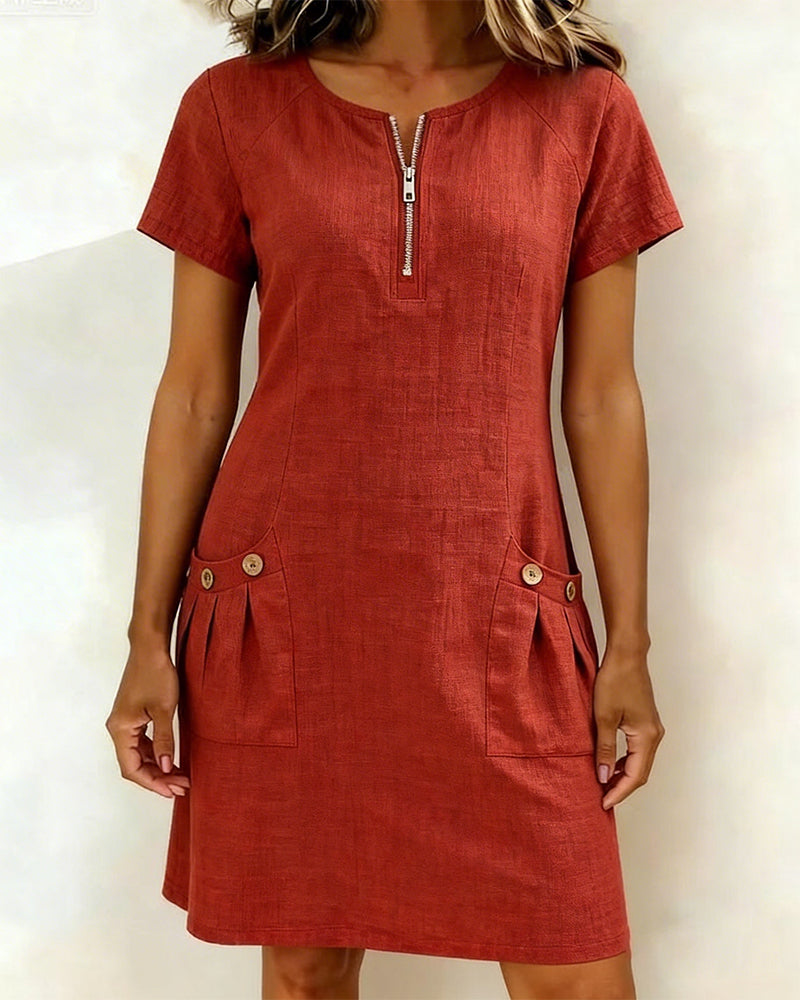 Camryn | Cotton Zip-Pocket Dress