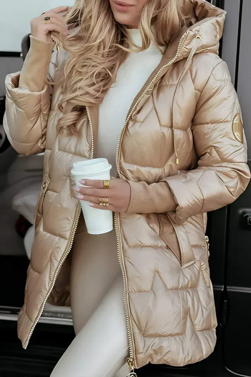 Faye | Quilted Coat with Drawstring Hood