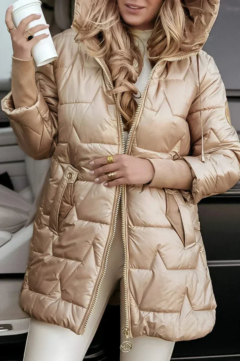Faye | Quilted Coat with Drawstring Hood