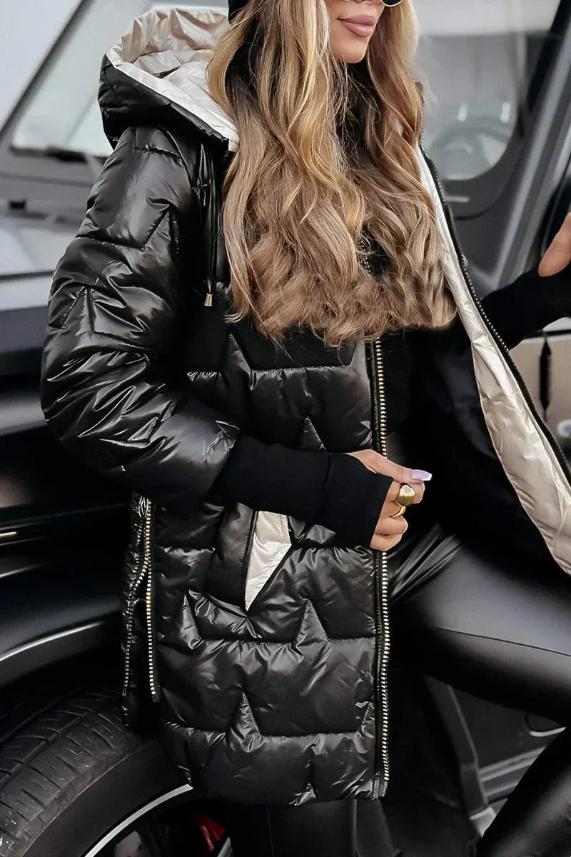 Faye | Quilted Coat with Drawstring Hood