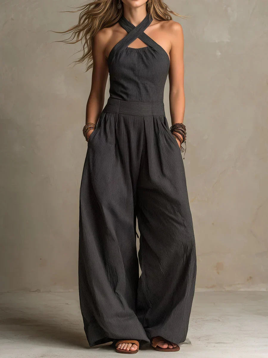 Selena | Cross-Halter Wide-Leg Jumpsuit