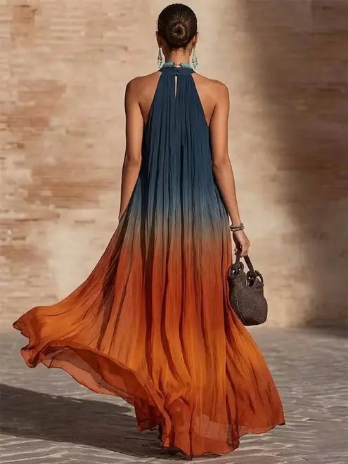 Paula | Ombre Halter & V-Neck Maxi Dress