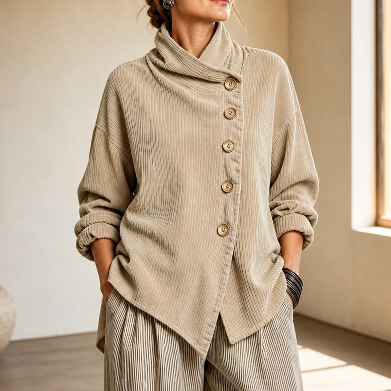 Isla | High-Collar Wrap-Front Coat