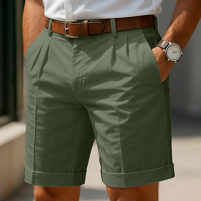 Marco | Tailored Pleated Cotton Shorts